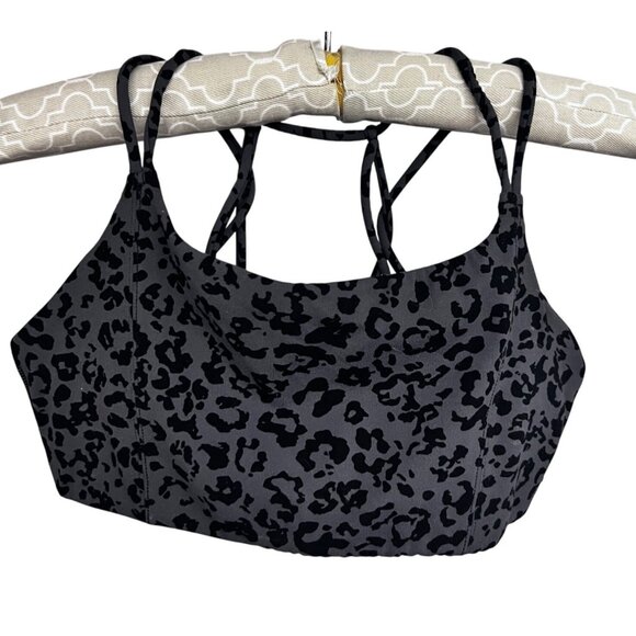 Athleta Solace Womens Sports Bra Cheetah Print Gray Black XS No Padding Stretch - Picture 3 of 4